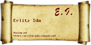 Erlitz Ida névjegykártya